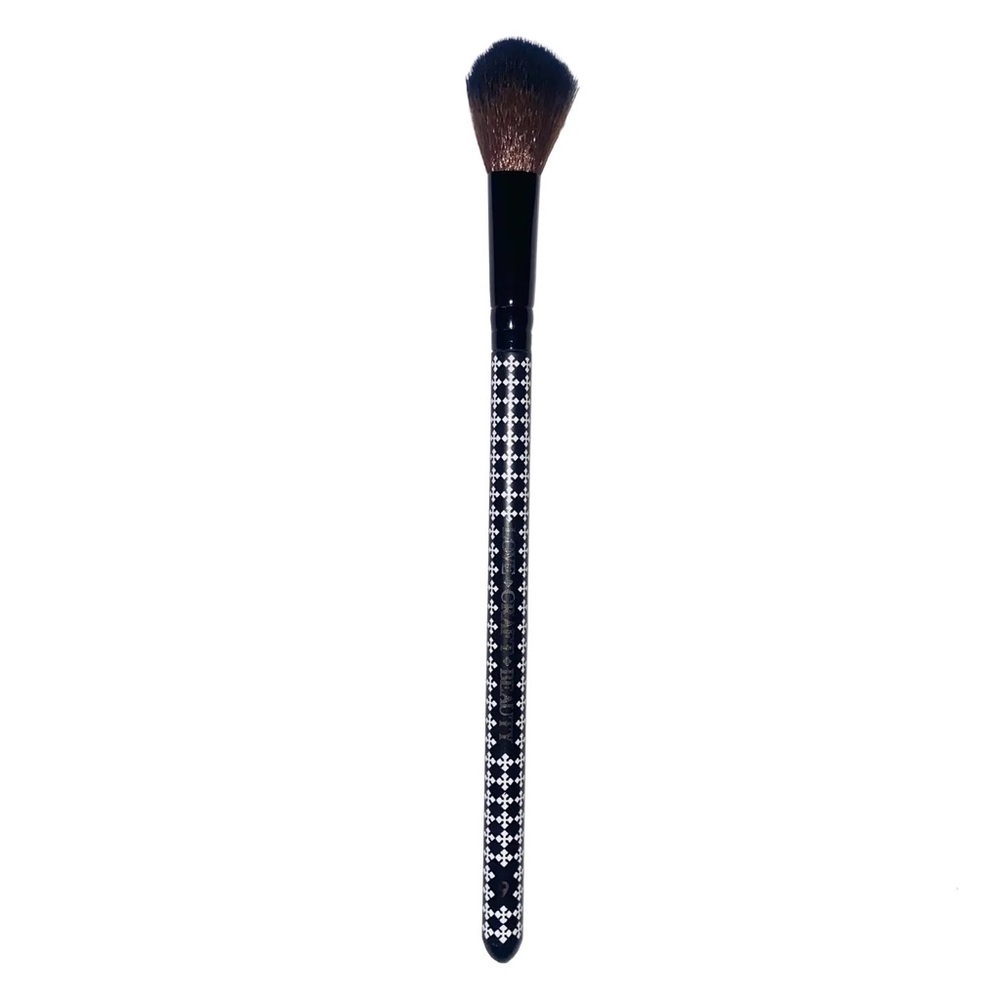 Kat Von D Beauty #9 Powder Highlight Brush Black White Cross Pattern Synthetic